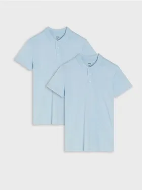 Komplet dwóch bawełnianych koszulek polo, wykonanych z bawełnianej dzianiny. - błękitny