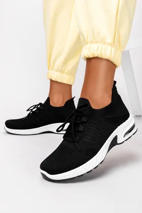 Czarne sneakersy damskie buty sportowe sznurowane casu 40-3-22-b