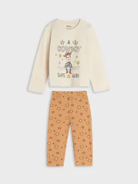Bawełniana, dwucześciowa piżama z nadrukiem Chudego z Toy Story. - beżowy