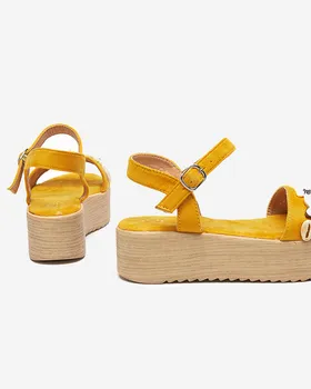 Żółte damskie sandały ze zdobieniem Zetika - Obuwie - Żółty