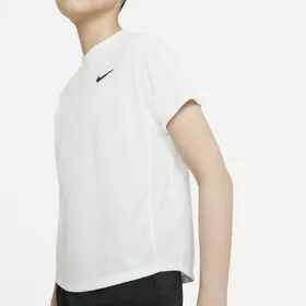 Koszulka do tenisa z krótkim rękawem dla dużych dzieci (chłopców) NikeCourt Dri-FIT Victory - Biel