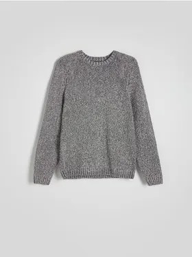 Sweter o regularnym kroju, wykonany z dzianiny z bawełną. - granatowy