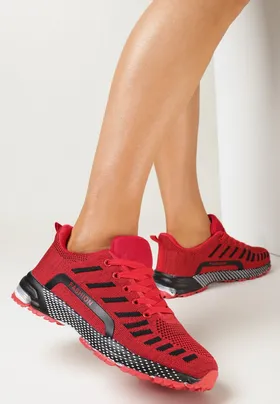 Czerwone Buty Sportowe z Materiału z Ozdobną Podeszwą Calanor