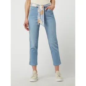 BETTY & CO WHITE Spodnie capri jeansowe z bawełny z dodatkiem streczu