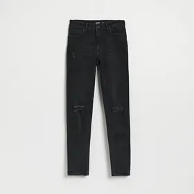 Czarne jeansy skinny fit mid waist z efektem push up - Czarny