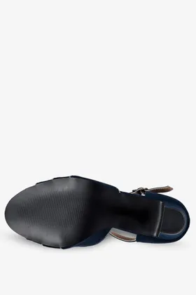 Granatowe sandały na słupku z zakrytą piętą ze skórzaną wkładką casu er23x3-n