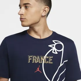 Męski T-shirt z logo France Jordan FFBB - Niebieski