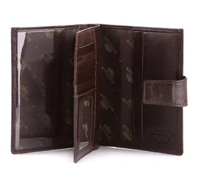 Damski portfel skórzany z przezroczystą kieszenią