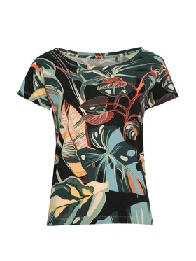 T-shirt damski w roślinny nadruk