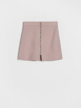 Bawełniana spódnica z zamkiem - Brązowy