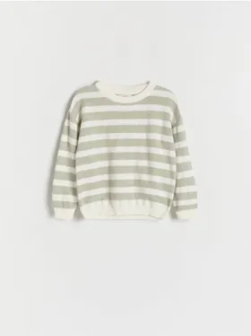 Sweter o swobodnym fasonie, wykonany z bawełnianej dzianiny. - jasnozielony