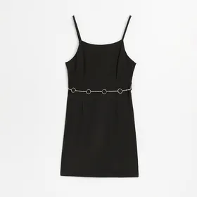Sukienka z łańcuszkowym paskiem - Czarny