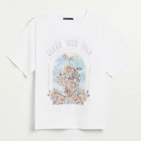 Koszulka z nadrukiem Clear your mind - Biały