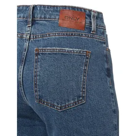 Only Skrócone jeansy o kroju straight fit z naszywką z logo