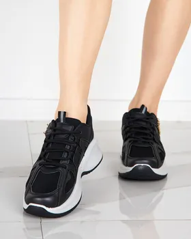 Czarne damskie sportowe buty z łańcuszkami Kedinre - Obuwie