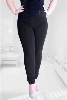 POLSKIE czarne legginsy plus size z wysmuklającym paskiem – WYSOKI STAN ALICE