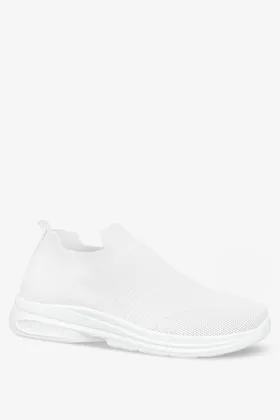 Białe sneakersy casu buty sportowe slip on 35-3-22-w