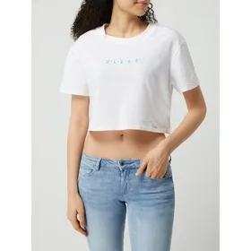 Guess T-shirt krótki z detalami z logo model ‘Arch’
