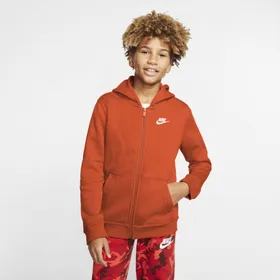 Bluza z kapturem i zamkiem na całej długości dla dużych dzieci Nike Sportswear Club - Pomarańczowy
