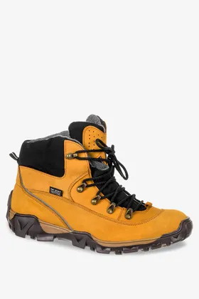 żółte buty trekkingowe sznurowane waterproof polska skóra windssor tr-2