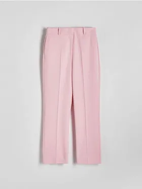 Spodnie typu cygaretki z prostą nogawką, wykonane z tkaniny z wiskozą. - różowy