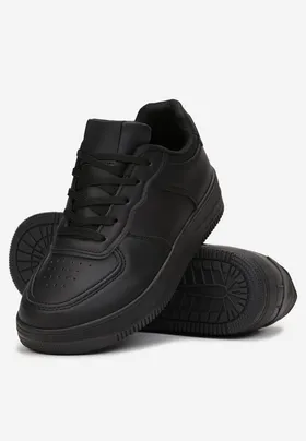 Czarne Buty Sportowe Sznurowane Finos