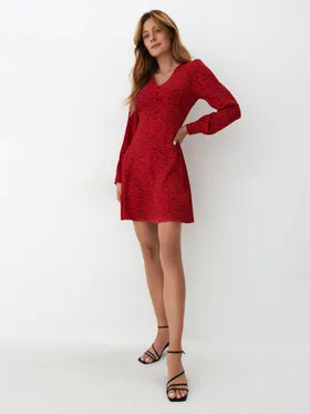 Czerwona sukienka mini z wiskozy - Czerwony