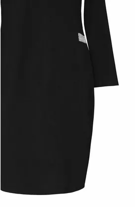 Czarna sukienka dresowa ze srebrnym dekoltem V - MADELINE