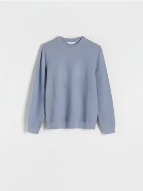 Sweter o regularnym kroju, wykonany z bawełnianej dzianiny z lyocellem. - jasnoniebieski