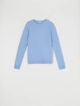 Klasyczny sweter o prostym kroju, zakończony ściągaczami. - błękitny