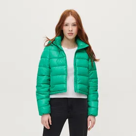 Pikowana kurtka z kapturem zielona - Zielony