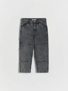 Jeansy typu wide leg, wykonane z bawełnianej tkaniny z domieszką elastycznych włókien. - jasnoszary