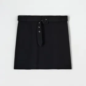 Spódnica mini z paskiem - Czarny