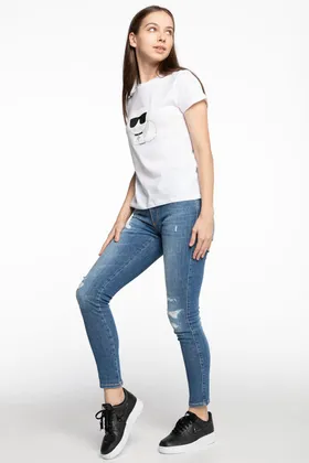 Koszulka Karl LAGERFELD Ikonik Choupette T-Shirt 205W1706-100 WHITE