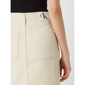Calvin Klein Jeans Spódnica jeansowa z wysokim stanem i naszywką z logo