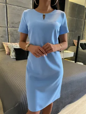 Błękitna Klasyczna Sukienka 7521-55-A