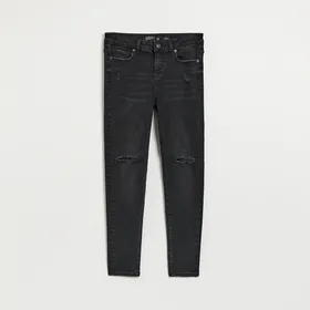 Czarne jeansy skinny fit z regularnym stanem - Czarny