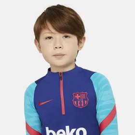 Treningowa koszulka piłkarska z długim rękawem dla dużych dzieci FC Barcelona Strike - Niebieski