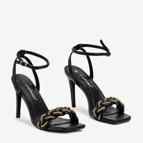 Czarne damskie sandały na szpilce Tenedi - Obuwie - Czarny