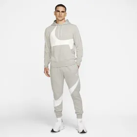 Męska bluza z kapturem z materiału częściowo szczotkowanego od spodu Nike Sportswear Swoosh - Szary