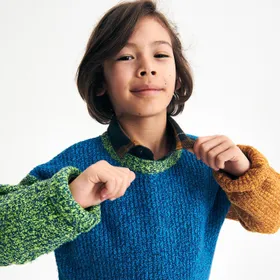 Melanżowy sweter oversize - Granatowy