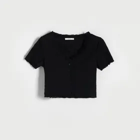 Bluzka z tłoczonym wzorem - Czarny