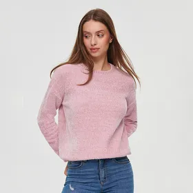 Różowy sweter regular fit - Różowy