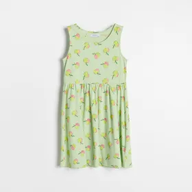 Dzianinowa sukienka w owoce - Zielony