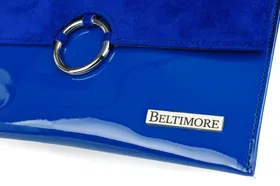 Niebieska oryginalna damska torebka kopertówka na pasku usztywniana W63 niebieski