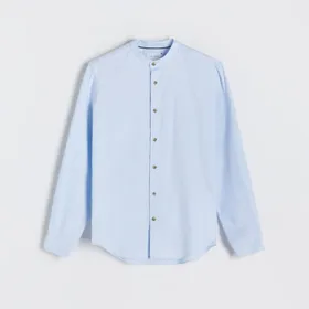 Bawełniana koszula slim fit - Niebieski