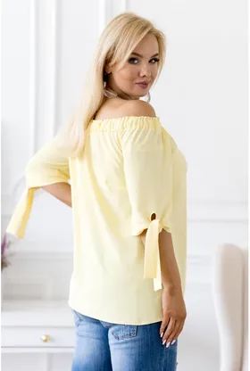 Jasno żółta bluzka hiszpanka z wiązaniem NINA