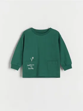Koszulka longsleeve o swobodnym fasonie, wykonana z przyjemnej w dotyku, bawełnianej dzianiny. - zielony