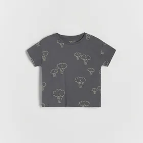 Bawełniany t-shirt z nadrukiem - Szary