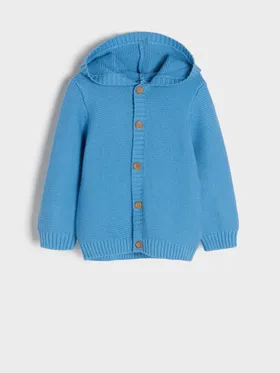 Sweter wykonany z bawełnianej dzianiny. - niebieski